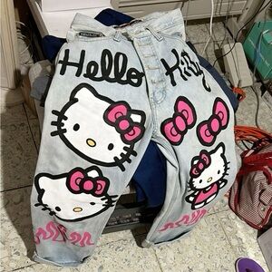 Hello Kitty Women's Flare Jeans - Light Blue worn twice